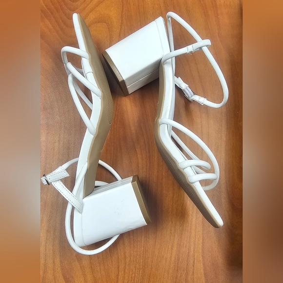 Strappy Square Toe Block Heels - White/Size 8 - Picture 8 of 12